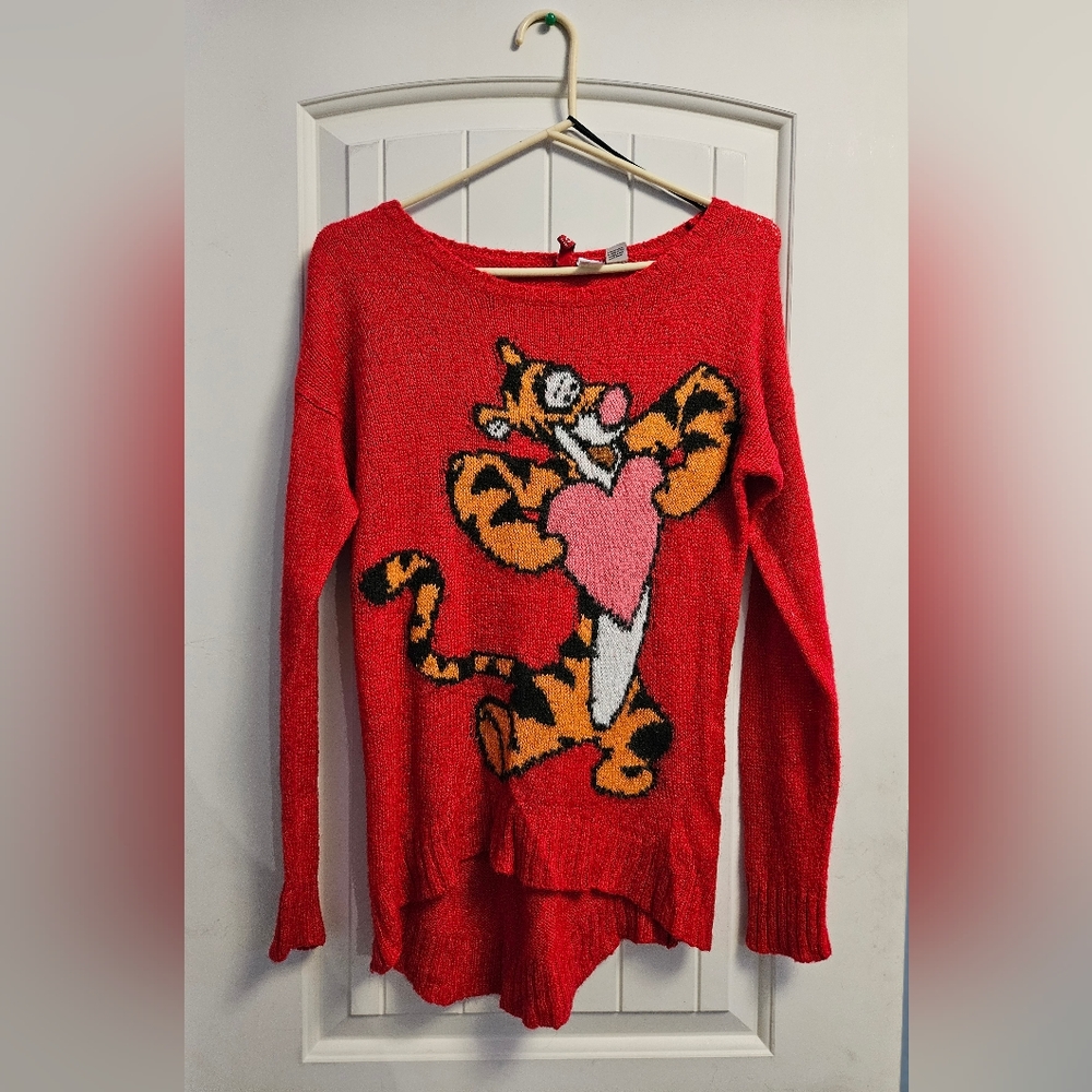 H&M Divided Red; Tiger Long Sleeve Sweater